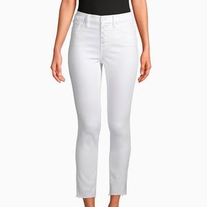 CK SKINNY HIGH RISE RAW-HEM DENIM ANKLE JEANS